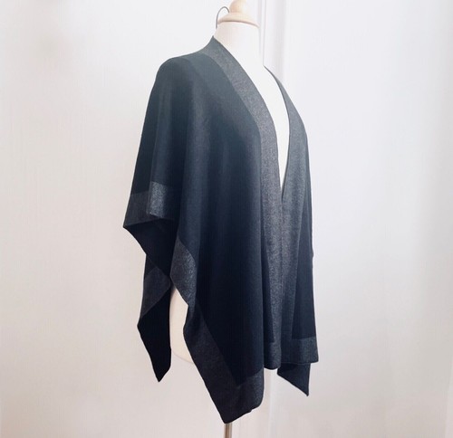 NEW Charter Club - Poncho Jacket Sweater Wrap - Women - One Size - Black NWT - Picture 2 of 7