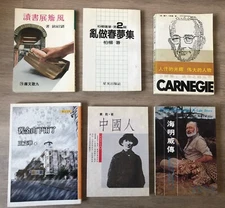 lot 6 Chinese language books - classic novel 中国人 人性的光辉伟大的人物 海明威传 乱做春梦集 柏杨 旧金山下雨了