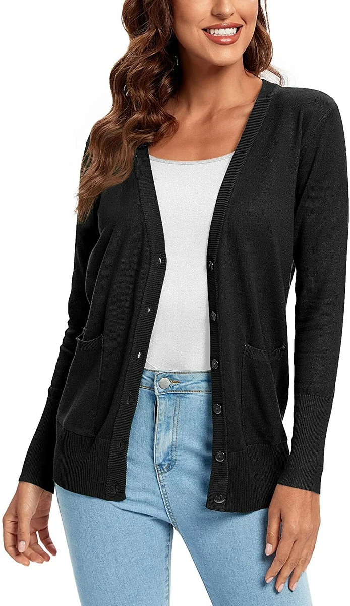 Womens black best sale cardigan with pockets