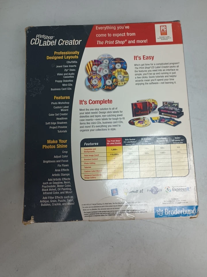 Print Shop CD Label Creator NIB Unopened Sealed New Old Stock 2001 Read Listing - Image 4 of 4