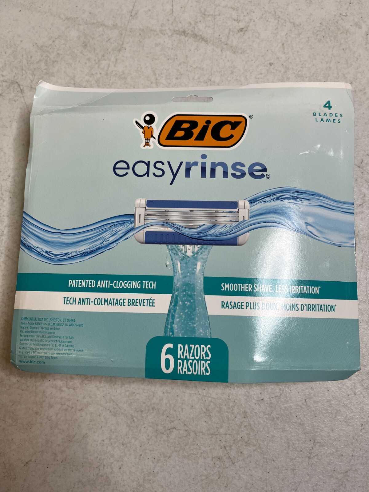 BIC Easy Rinse Women's Disposable 4-Blade Razors 6 Pack New Free ...