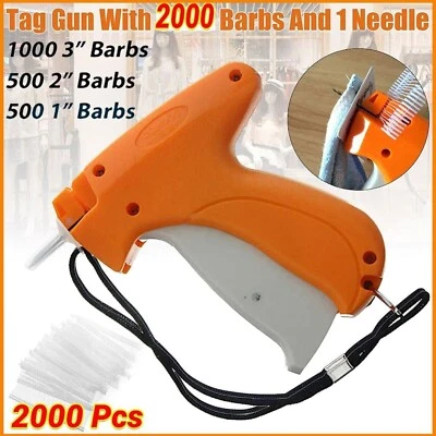 CUSTOM-SIGN Garment CLOTHING PRICE LABEL TAGGING TAG TAGGER GUN WITH 2000 BARBS 1 Needle