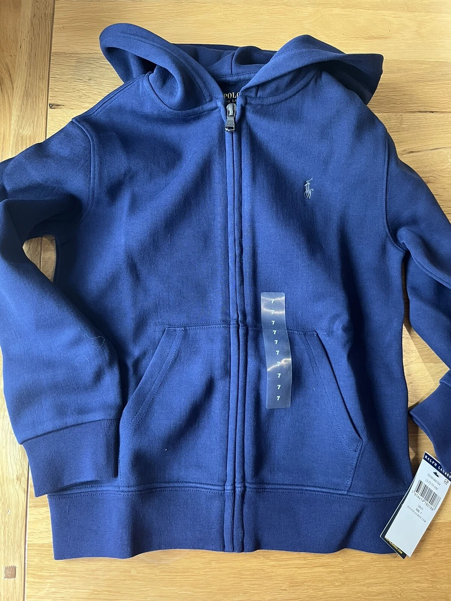 Boys Blue Ralph Lauren Smart Hooded Jumper With Pockets Age 7