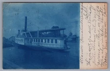 Steamer Onnalinda Canandaigua Lake NY Finger Lakes Cyanotype RPPC 1907 L2