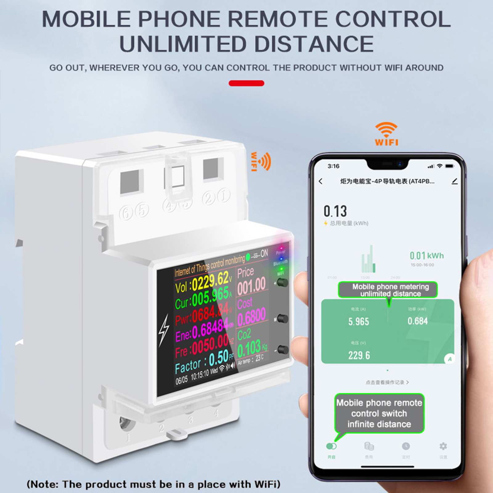Smart Meter Built-in Relay Switch Energy Monitor Ac 220v 110v Din-rail Wifi