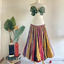 Gonna lunga a ruota, vintage Indiana Originale, Multicolor, Taglia L