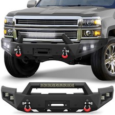 Front Bumper For 2014-2015 Chevy Silverado 1500 With Winch Plate Led Lights Front Bumper For 2014-2015 Chevy Silverado 1500 With Winch Plate Led Lights