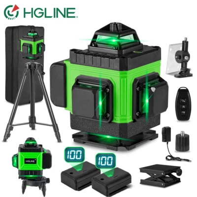 HGLINE 16 Line Laser Level Wasserwaage 4D 360° Kreuzlinienlaser Kit mit Koffer + Stativ