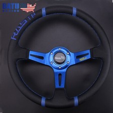 14 Racing Steering Wheel Deep Dish Aluminum Leather Drifting Jdm Modification