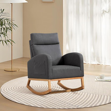 Rocking Chair Nursery, Glider Rocking Chair with Solid Wood Legs, High Backrest