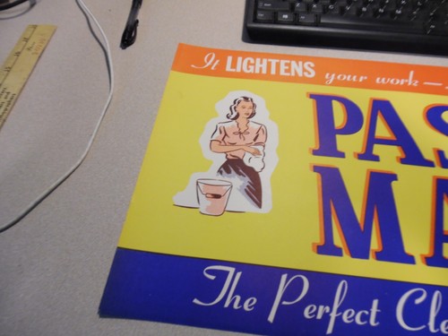 Vintage PASCO MAGIC WATER SOFTENER & CLEANER PAPER SIGN 11.5/22" NEAR MINT - Picture 3 of 3