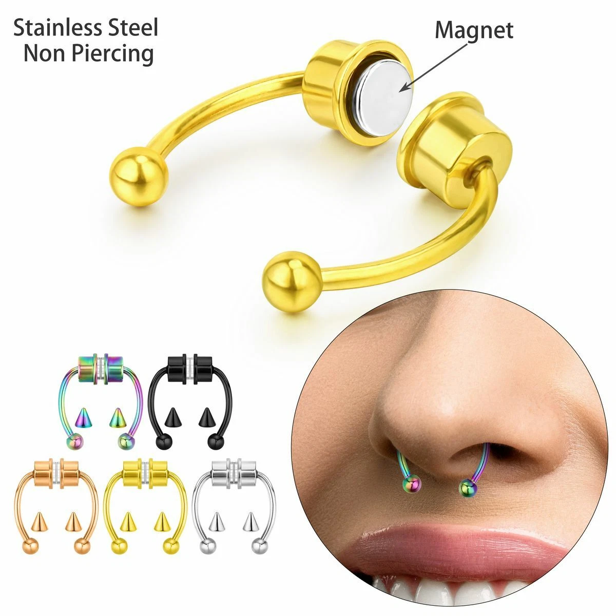 Amazon.com: Drperfect Fake Nose Ring, Fake Septum, Nose Ring, Septum Nose  Ring, Fake Nose Ring Hoop, Fake Nose Ring Stud, Nose Stud, Faux Nose Rings  Hoop, Nose Cuffs : Clothing, Shoes &