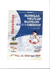 Biathlon Weltcup Oberhof 2002 - Programm / Starterliste Verfolgung 11.01.02