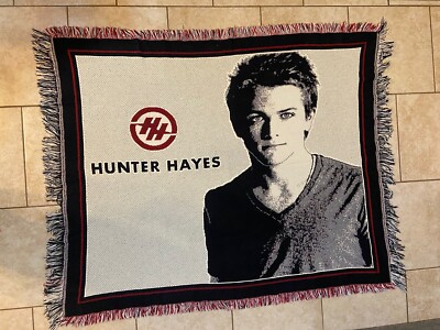 Hunter Hayes Pictorial Tapestry Blanket Multicolor Tasseled Music Artist