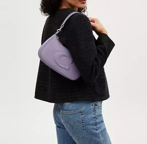 Coach Women's Silver/Light Violet Teri Smooth Leather Shoulder Bag