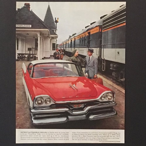 Dodge Advertisement 1957 ala barrida foto estación de tren coche vintage impresión AD