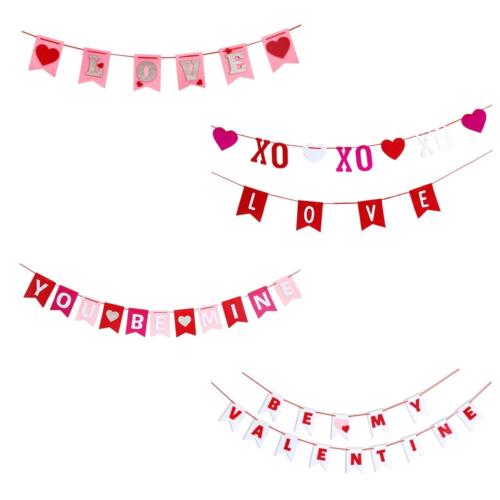 Valentines Day Burlap Banner Heart Burlap Bunting for Home Engagement Party - Picture 1 of 7