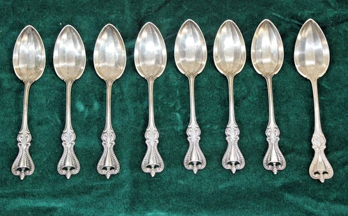 Antique Towle Old Colonial 1895 Sterling Silver Spoons with Monogram (8) Total
