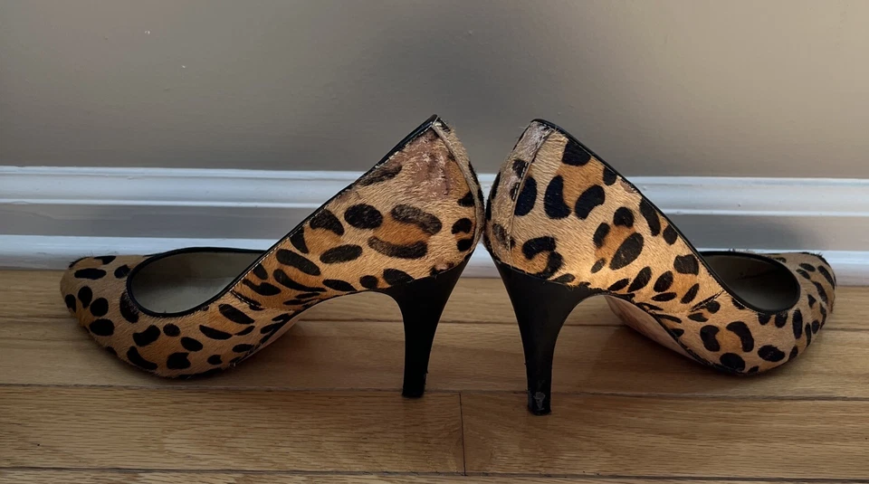 Zapatos de tacón alto Steven by Steve Madden Plunge 1 estampado de leopardo pelo de becerro talla 8,5 Foto 2 de 4