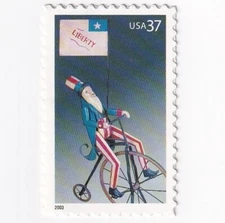 STAMP US SCOTT 3776 "Uncle Sam on High Wheeler Bike & Flag" 37 CENT 2003 MNH