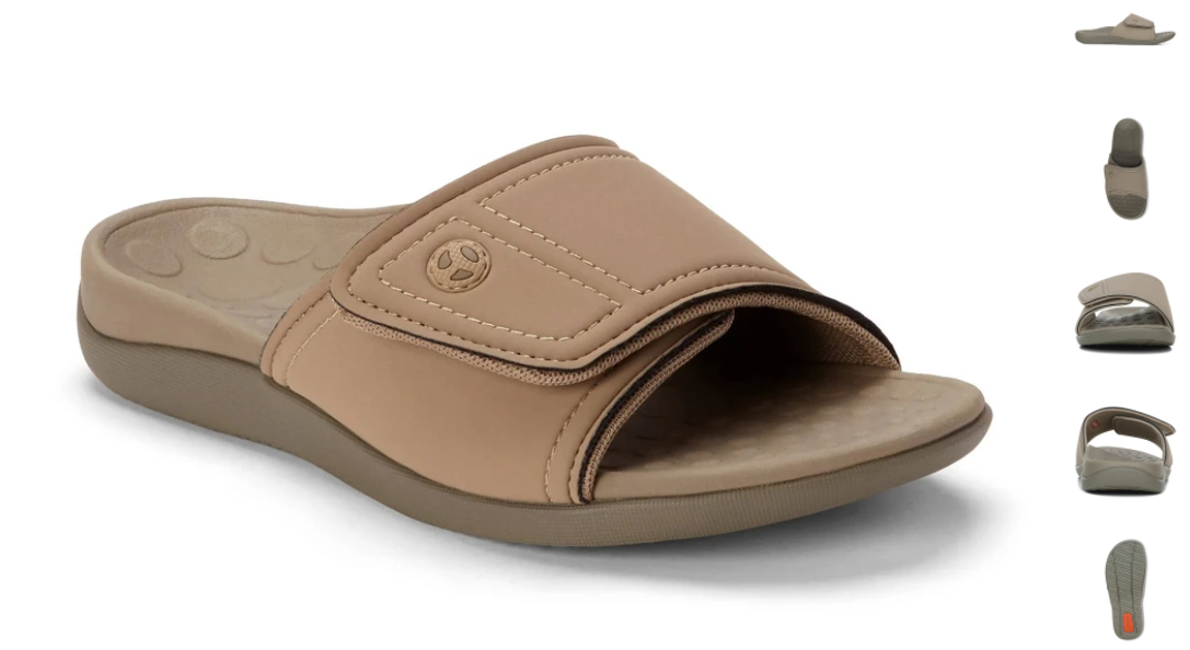 Vionic Men\'s Orthaheel Double Strap Leather Slides Sandals Brown Size 12 Vionic Ludlow Charlie - Men's Supportive Slide - Free  main image 3