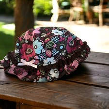 Brown colorful Floral Baby Girl Hat 3-6 Months Bucket Sun Hat
