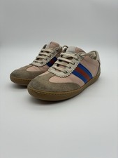 Gucci G74 web leather and suede sneakers pink and oatmeal Kids Size 32 1-1.5 