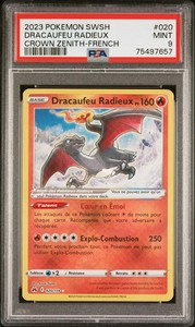 Carte Pokemon Dracaufeu Radieux 20/159 Zénith Suprême PSA 9