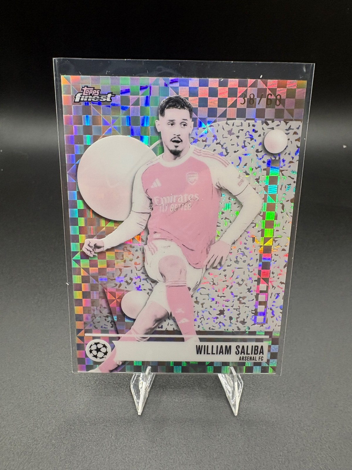 2025-26 Finest UEFA Club Competitions #2 William Saliba Pearl Checkerboard #/60