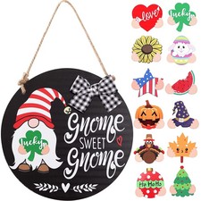 Interchangeable Seasonal Gnome Sweet Gnome Welcome Sign for Front Door Decor ...