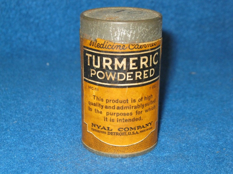 Vintage turmeric tin from the Nyal drug Co.  Still  3/4 full.