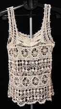 Maurices Womens M Crocheted Lace Ivory Tank Top Boho Romantic Beach Hippie