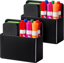 2 Pack Plastic Magnetic Pen Holder for Refrigerator, Dry Erase Marker Holder for