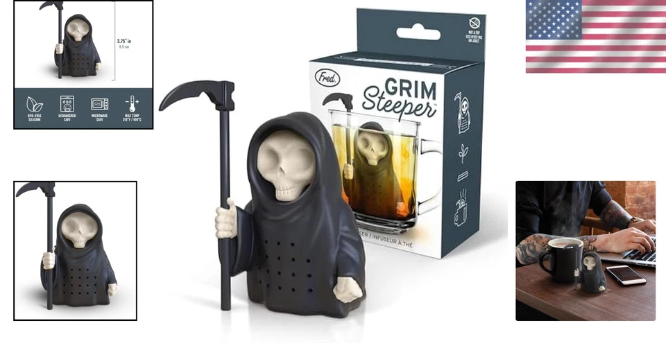 Infusor de té de silicona reutilizable Grim Steeper único - Accesorio apto para lavavajillas Foto 2 de 4