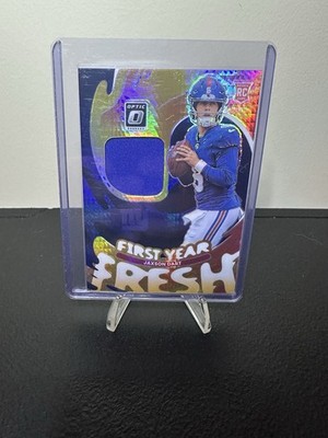 2025 Donruss Optic Jaxson Dart Rookie First Year Fresh Blue Hyper Prizm Patch