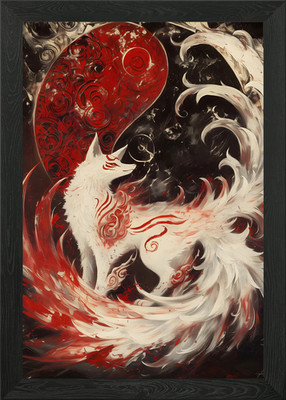 Weißer Fuchs Yin Yang gerahmtes Wandbild Poster Leinwanddruck Bild