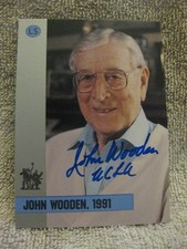 1991 John R. Wooden Award - #1 - John Wooden AUTO UCLA HOF blue ink mint