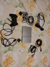 Sony PlayStation 2 Slim Silver Console Bundle w/ Controller, Cables, and Games