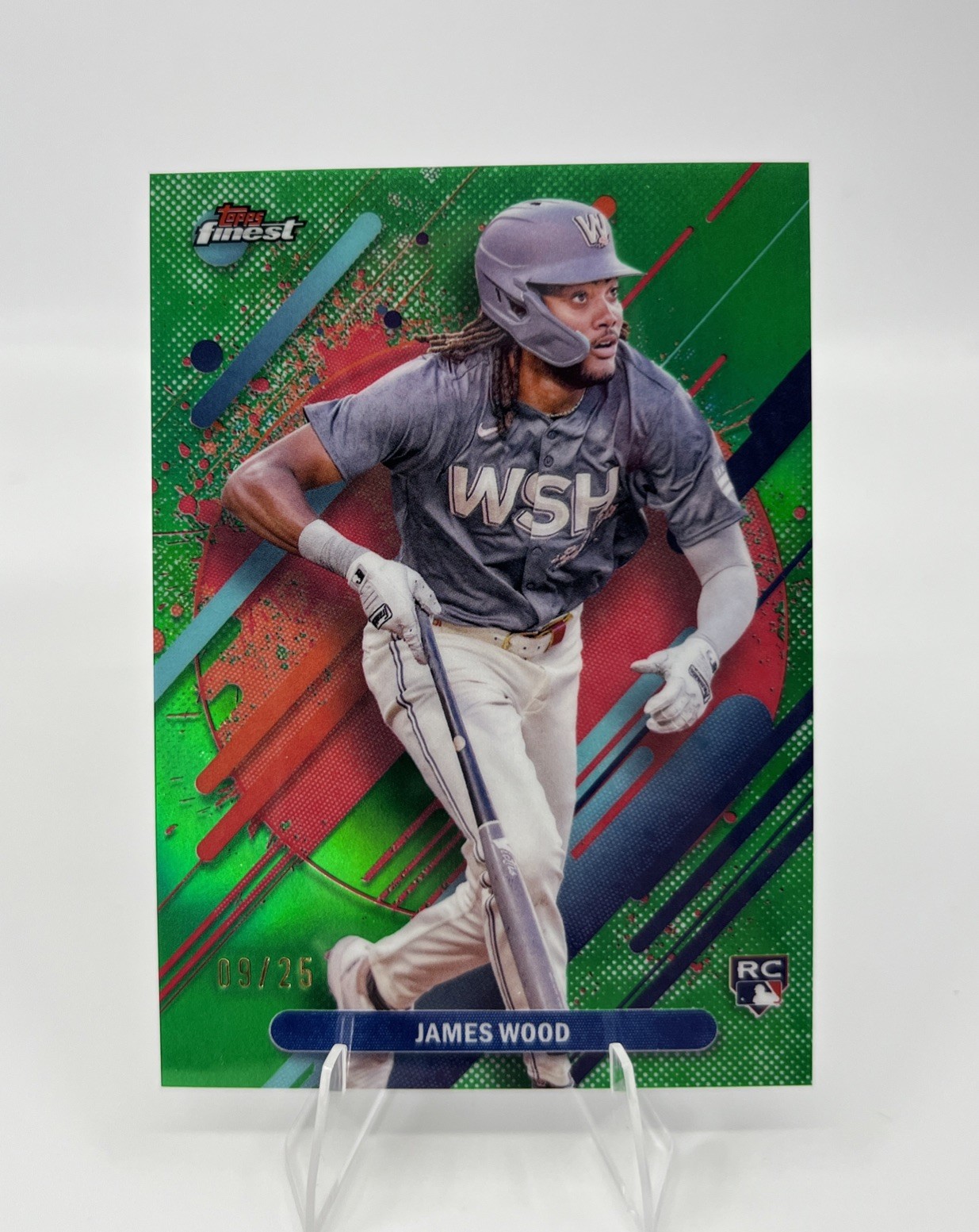 2025 Topps Finest James Wood #300 RARE Green Refractor /25 Rookie Card RC
