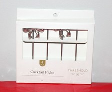 Threshold Brushed Silver Bow Cocktail Picks Set of 4 *NEW* We Combine Shipping