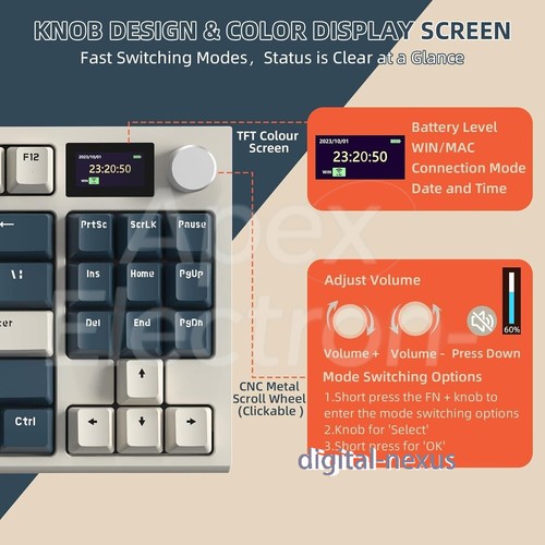 ATTACK SHARK K86 Wireless Mechanical Keyboard with TFT Color Display & Knob BT - Picture 3 of 16