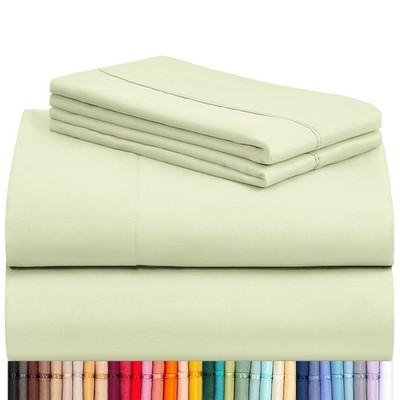 LuxClub 4 PC Sheet Set Bed Sheets Deep Pockets 16 Eco Friendly Wrinkle Free C...