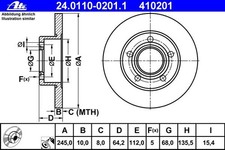 ATE BREMSSCHEIBEN Ø245mm + BELÄGE HINTEN für VW PASSAT 3BG AUDI A6 C5