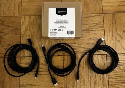 Amazon Basics HDMI Cable 3-Pack 10ft | High Speed 18Gbps 4K UHD HDR Gold 