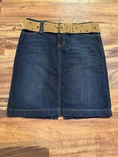 VTG Y2K Authentic LEI Dark Wash Denim Short Skirt With Wide Belt Size 5