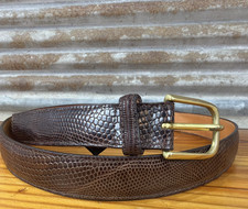 Brighton Belt Womens Size 38 Brown Lizard Leather 38" Handmade Brass 34908 VTG