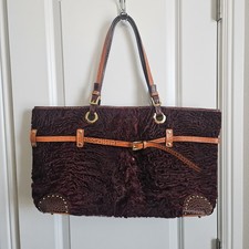ETRO Velvet Embossed Leather Tote Bag Purse