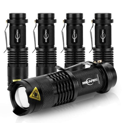 5 Pack Mini Flashlights Led Flashlight 300lm Adjustable Focus Zoomable Light