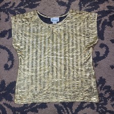 VTG Joanna Blouse Gold New Years Made In USA Size Med. Womans
