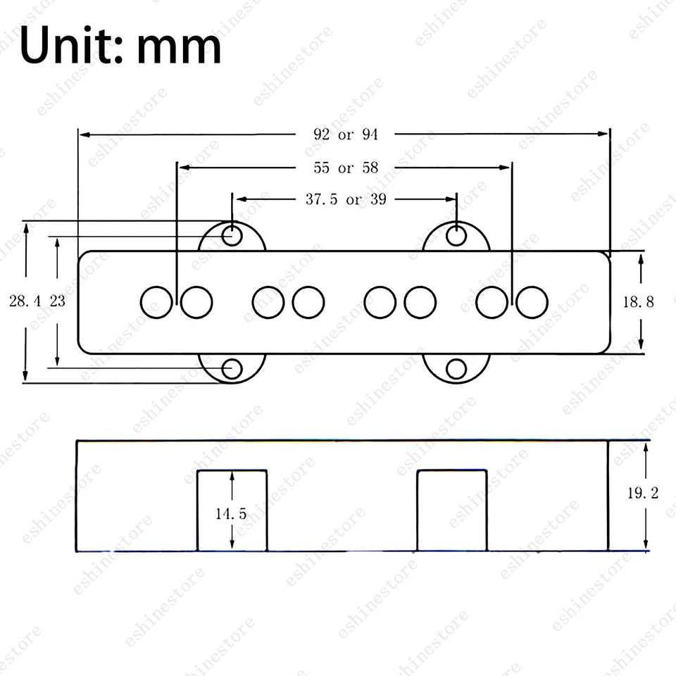 Open-style 4-string Ceramic Magnet Neck&Bridge Pickup for Fender Jazz J Bass - Image 2 of 2